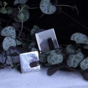 Taxco Sterling Silver Modernist Square Stud Earrings Mexico Geometric Vintage